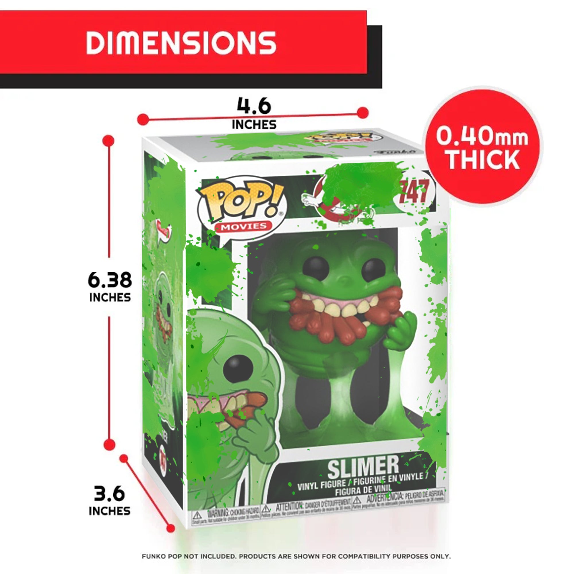 Funko Pop 4 Pouces - Vert Splatter PET Protecteur 0.40MM - Paquet de 10