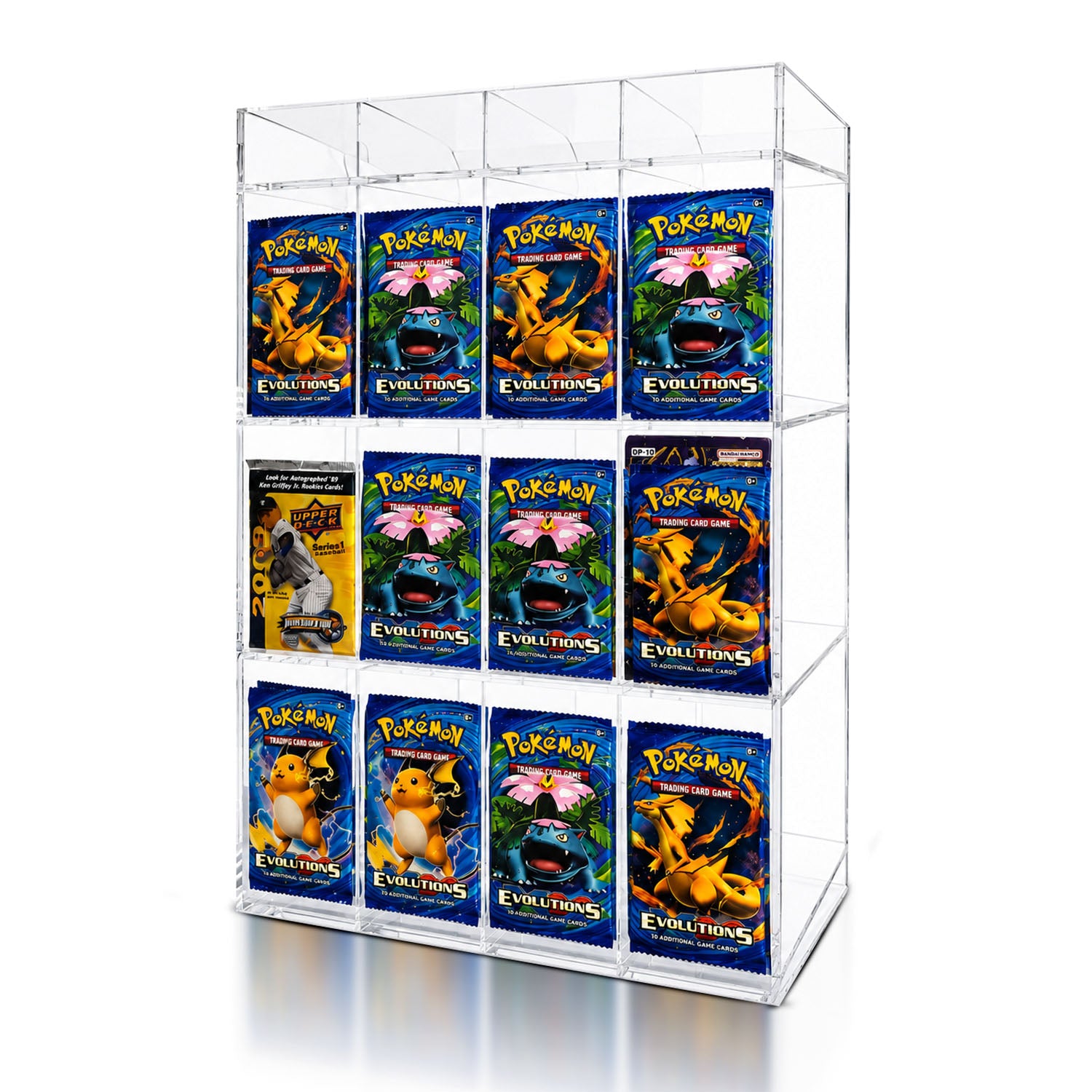 EVORETRO Acrylic Display Stand for Booster  DispenserPacks – Retail Counter Unit with Top Shelf