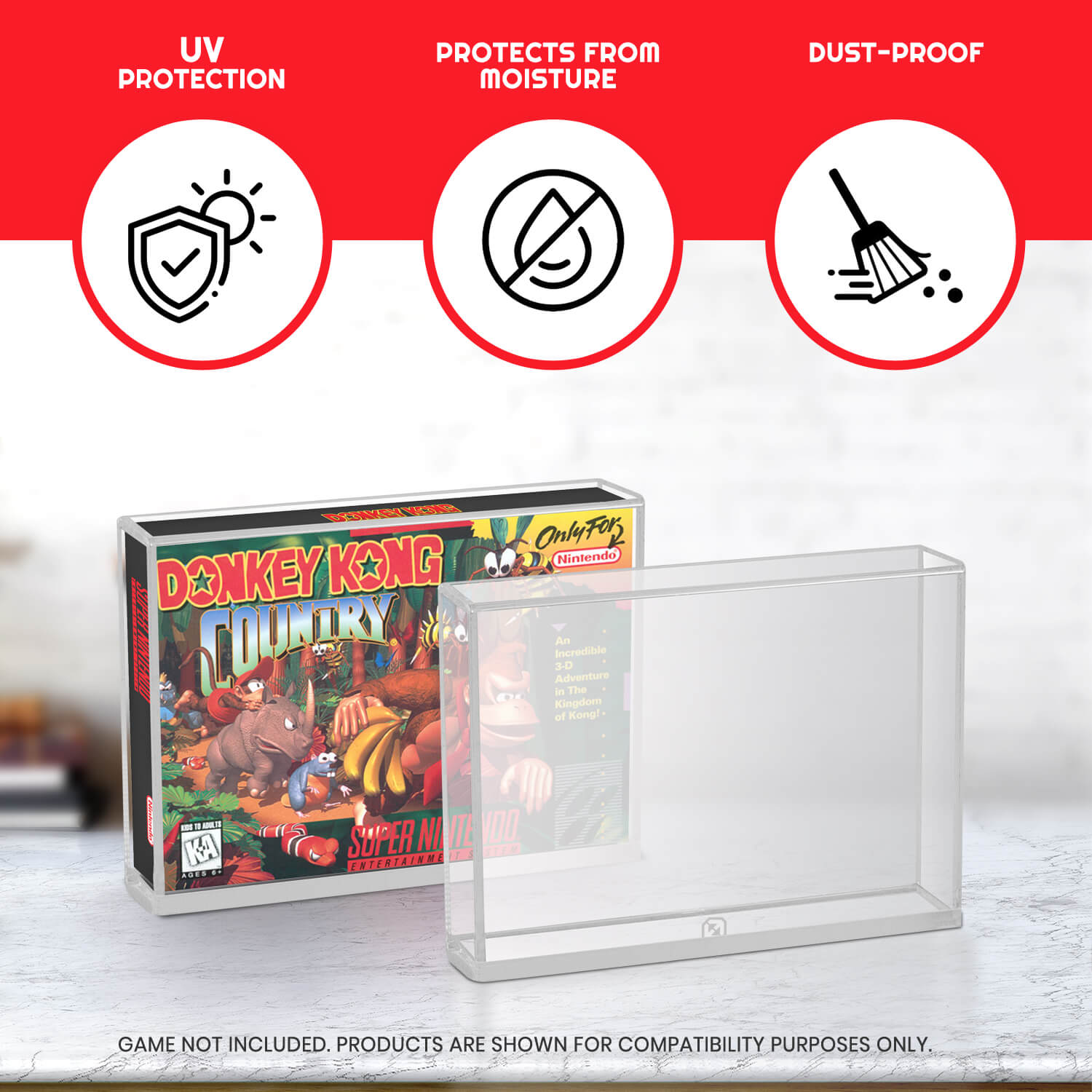 Acrylic Display Protector for SNES Games and N64 Game Box - Pack of 2