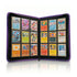 purple 9 pocket zip up binder open with cards inside