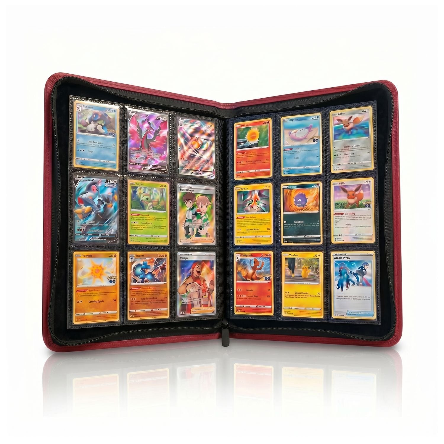Red 9 pocket zip up binder