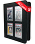 Semi front-side view of black slab binder with label Holds up to 36 slabs