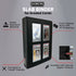 Slab binder showcasing features: water-resistant, UV-protected front slots, durable, compact, travel-friendly