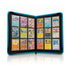 Blue 9 pocket zip up binder open with cards inside