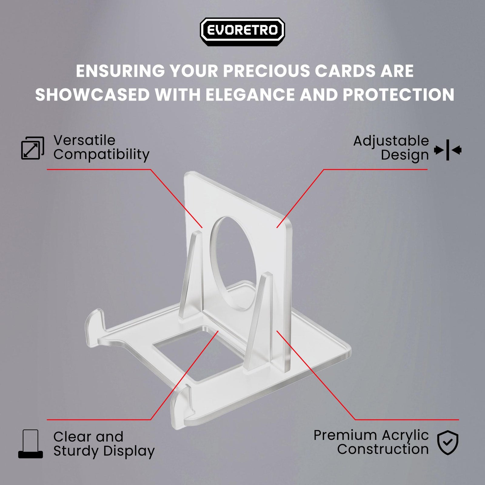 EVORETRO Acrylic Ajustable Stand for Graded Card | Slab Holder Loose