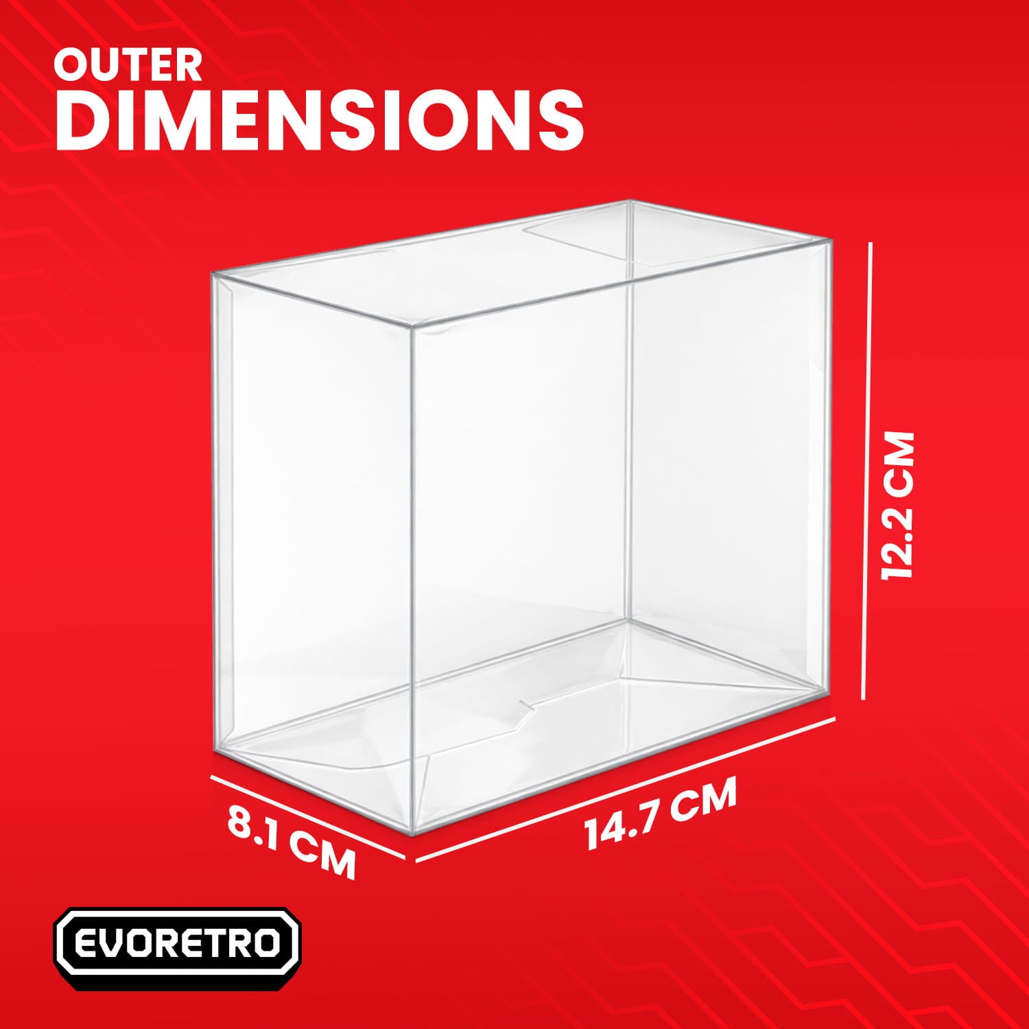 Dimensions of PET protector for League of Legends booster display box