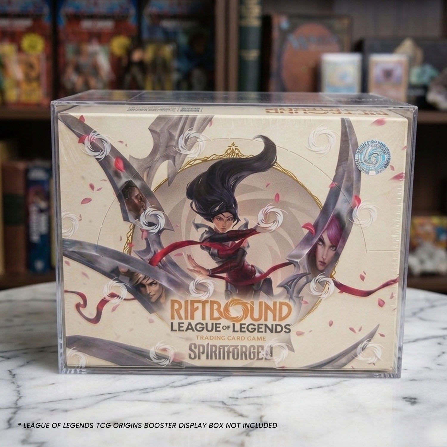 League of Legends TCG Origins booster display box inside PET protector