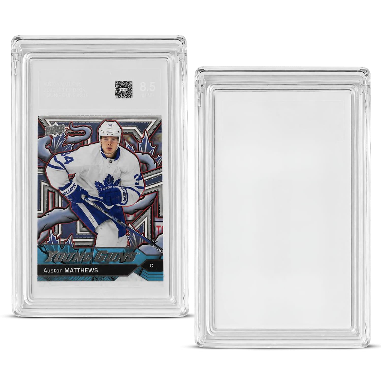 Magnetic acrylic case holder for TAG graded slab card front and back view