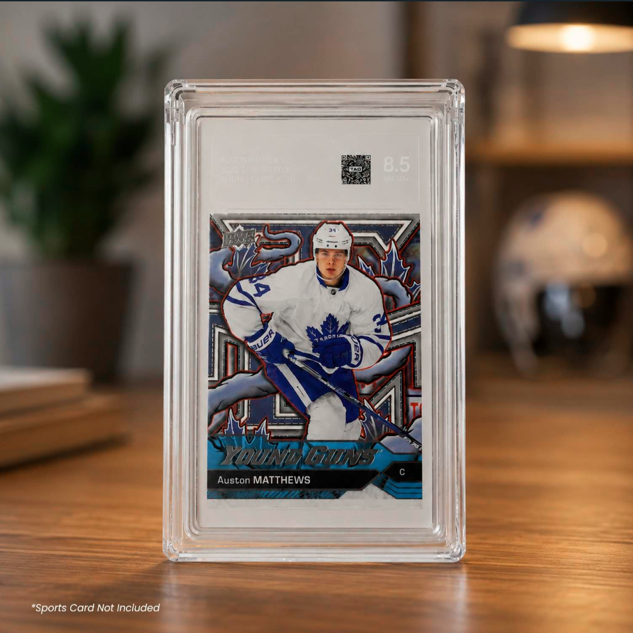 TAG graded slab card displayed inside a magnetic acrylic case holder