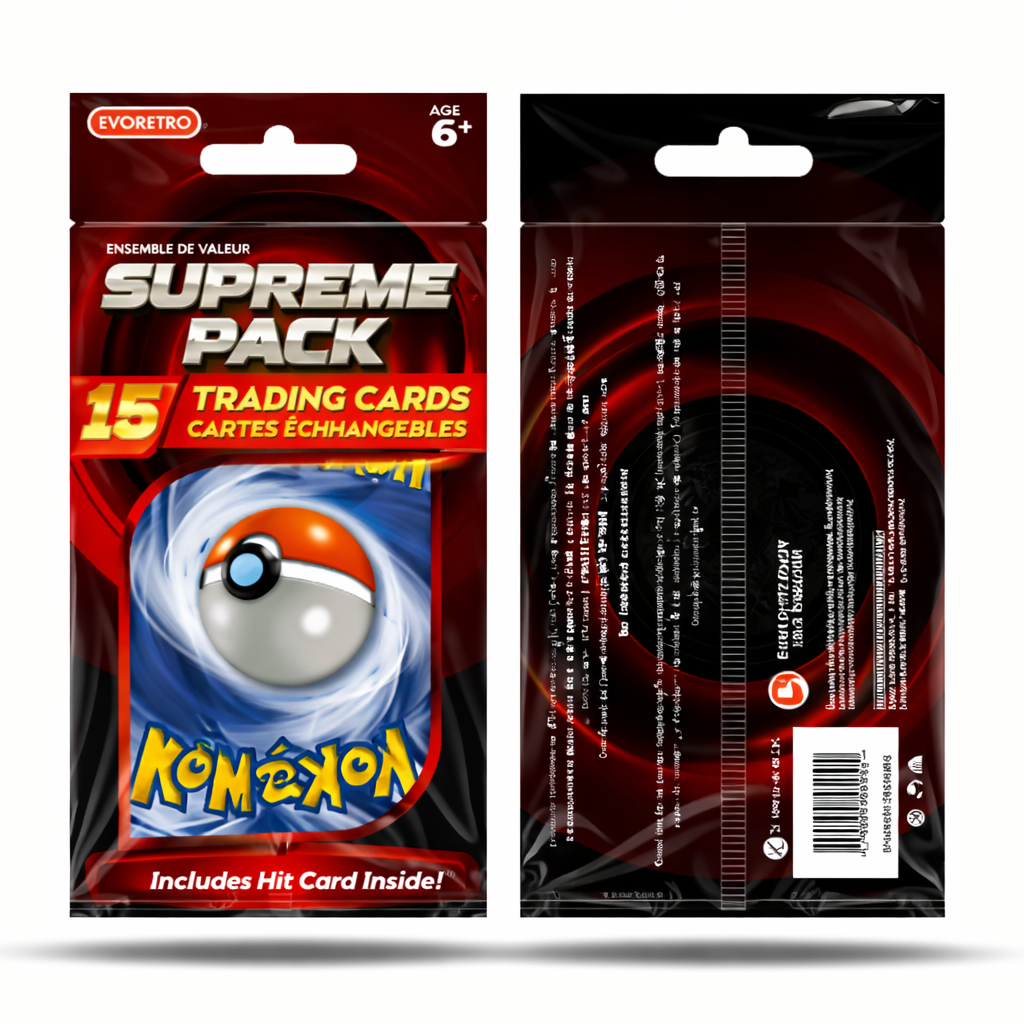 EVO-2727 EVORETRO Pokémon Trading Card Supreme Pack – 15 Card Mystery Pack with Hit Card