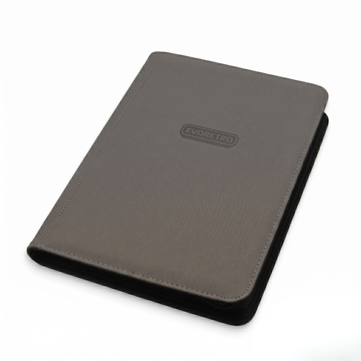 Gray 9 pocket zip up binder front-side view