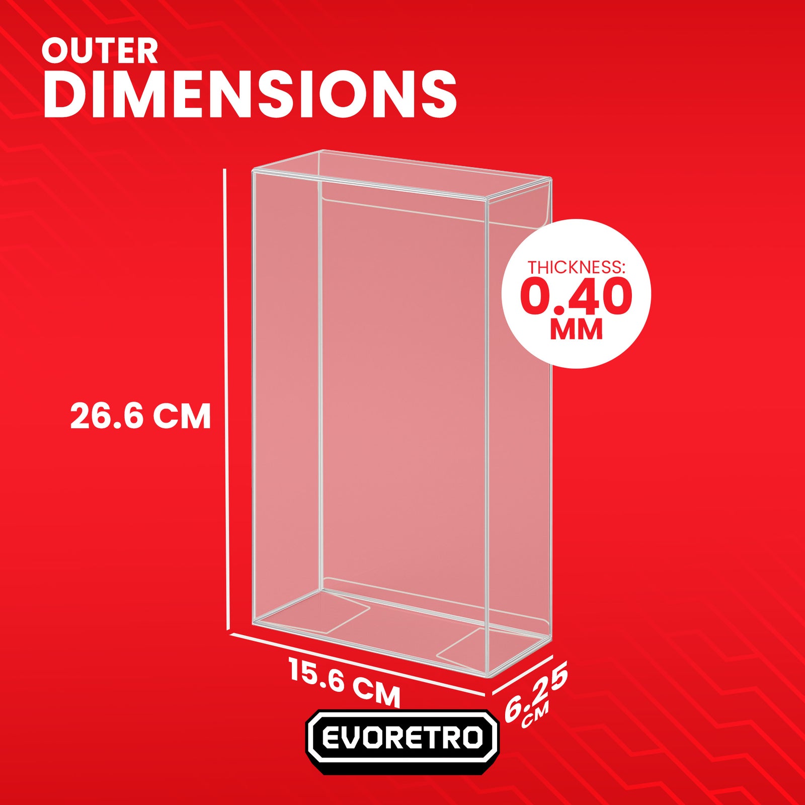 Mattel WWE Legends PET protector shown with product dimensions in centimeters.