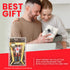 PET protector with WWE Hulk Hogan figure shown, while a smiling man opens a gift box from his woman in the background.