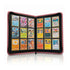 Pink 9 pocket zip up binder open with cards inside