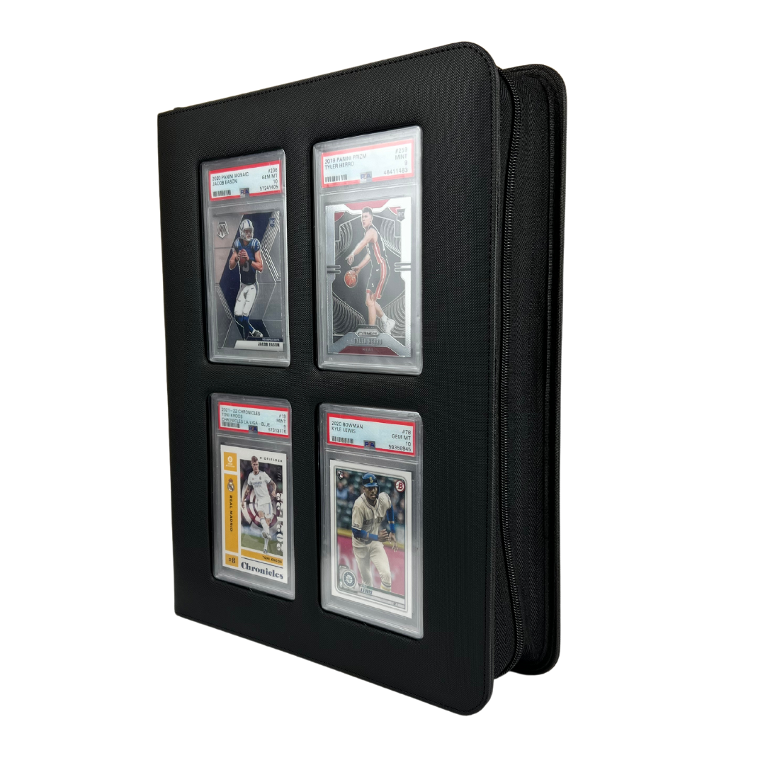 Semi front-side view of black slab binder