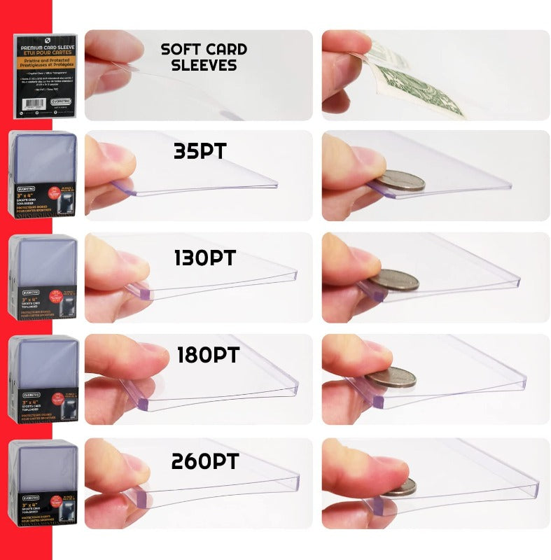card guard top load sleeves EVORETRO Topload Card Holder 3x4 130pt Pack of 10 – EVORETRO Canada