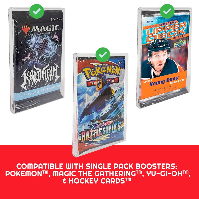 Pokemon Single Pack Booster, Magic, Yu-Gi-Oh Envelope - PET Protector 0.35MM - Pack of 10 - EVORETRO Canada