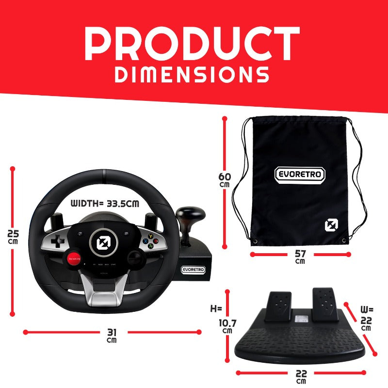 Racing Wheel and Pedal Set for PS4, Switch, and P – EVORETRO Canada