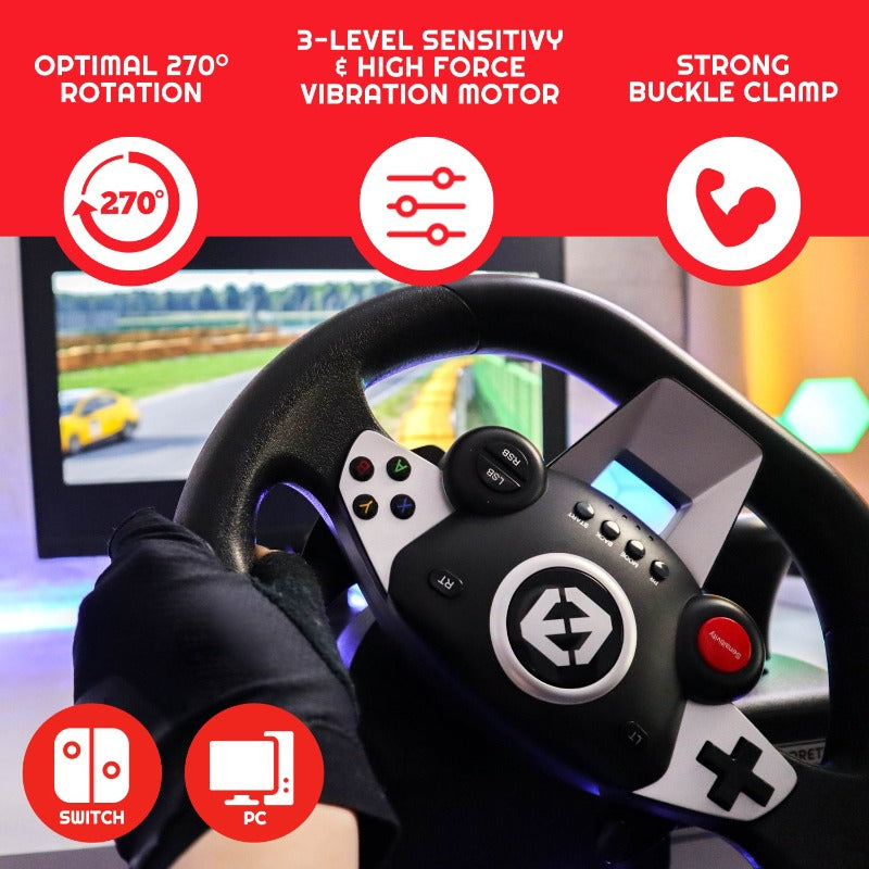 Products FURY GT-EV3 Racing Wheel and Pedal Set for PS4, Nintendo Switch, and PC Games - Pack of 4 - EVORETRO Canada