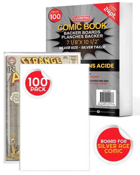 Bcw Comic Book Silver Backing Boards 7 X 10 1/2 Silver (100 Boards Per  Pack)