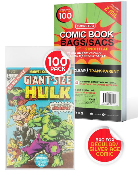 Golden Age Comic Book Bags - 100-pack of Acid-Free Archival